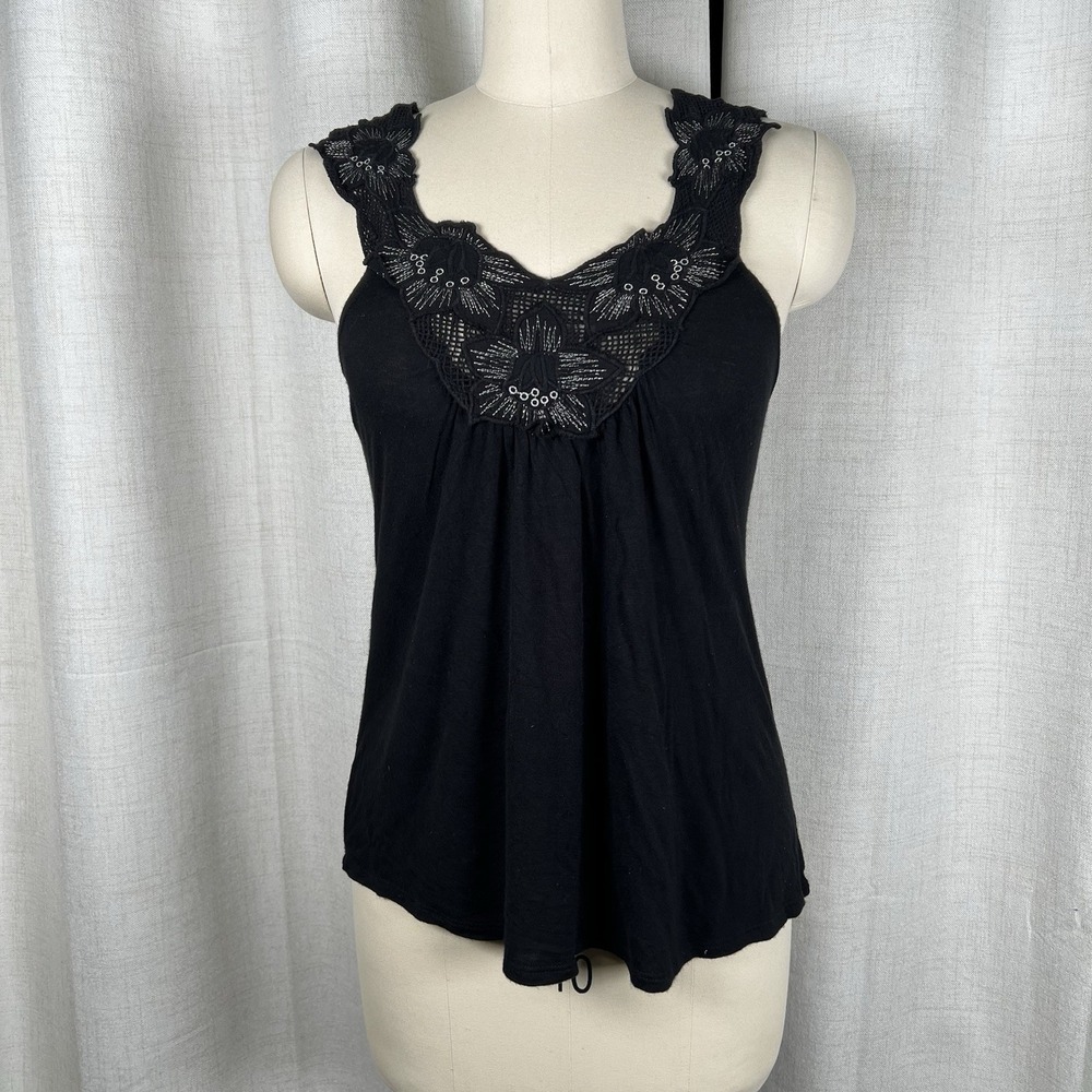 Vintage Y2K Body Central Going Out Top Embelished Large Black Lace Fairy Grunge